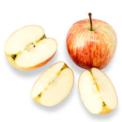 Naklejka na ściany i meble Apple and apple slices on white background.
