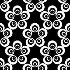Abstract Seamless geometric monochrome floral pattern