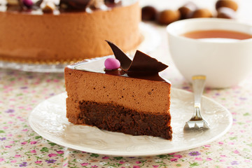 Chocolate cake with chestnut mousse brownie.