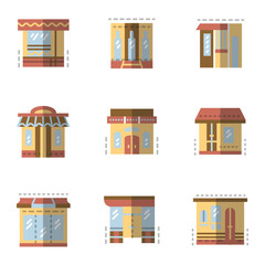 Flat color icons for building facade