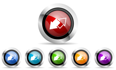 exchange colorful vector icons set on white babkground with shadow