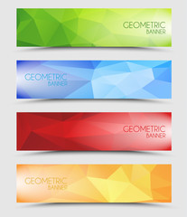 Set of geometric polygonal banners