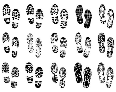 Black prints of shoes, vector Illustration