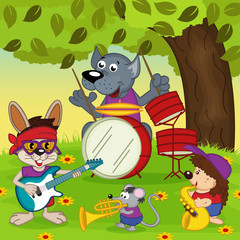 animal musicians - vector illustration, eps