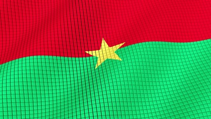 Flag of Burkina Faso is developing waves. Looped. Full HD 1080.