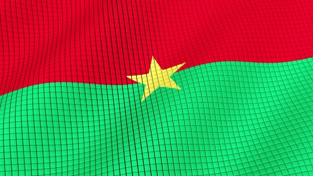 Flag of Burkina Faso is developing waves. Looped. Full HD 1080.