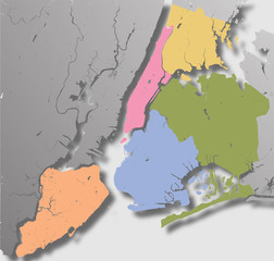 High resolution map of New York City with NYC boroughs.