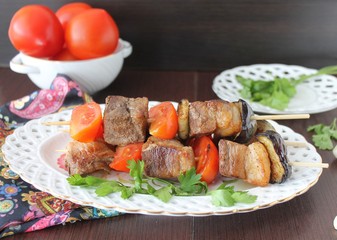 pork kebab with vegetables and spices