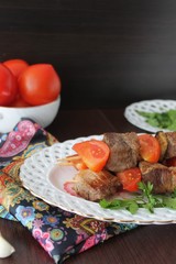 pork kebab with vegetables and spices