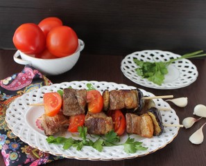 pork kebab with vegetables and spices