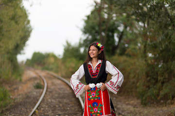 Woman in traditional bulgarian costume