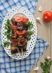 pork kebab with vegetables and spices