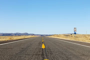 Fotobehang Empty Road - The famous Route 66 in the desert © ramonefoster