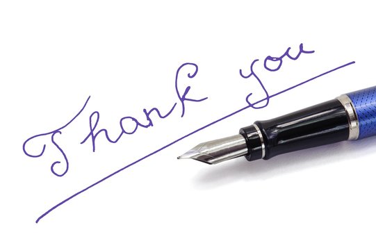 Thank you note on white background
