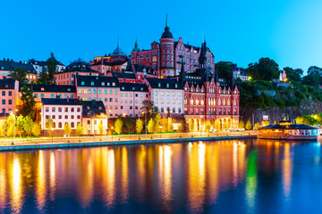 Fototapeta na wymiar Evening scenery of the Old Town in Stockholm, Sweden