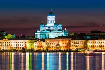 Poster Night scenery of the Old Town in Helsinki, Finland © Scanrail