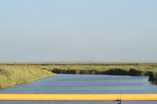 The gas pipeline through the small river