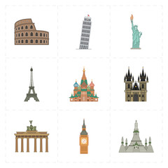 9 flat landmark icons