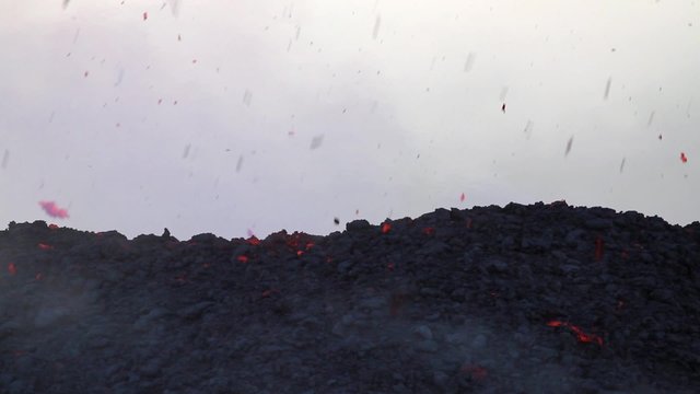 Volcanic bombs. Mount Etna eruption