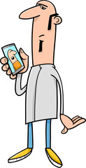 guy with mobile cartoon