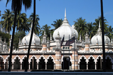 Historic mosque, Masjid Jamek at Kuala Lumpur, Malaysia ..