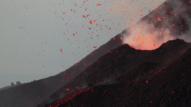 Lava explosion. Mount Etna eruption