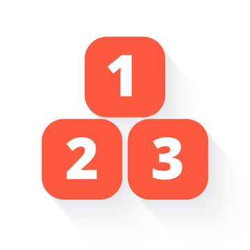 123 blocks in orange with drop shadow on white