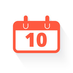 calendar in orange with drop shadow on white