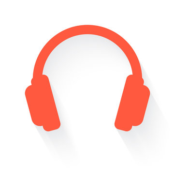 headphones in orange with drop shadow on white