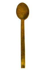 old wooden spoon, isolated on white background