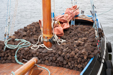 Boat loaded with turf