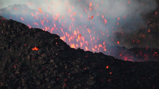 Lava splash. Mount Etna eruption
