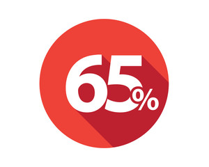 65 percent  discount sale red circle - obrazy, fototapety, plakaty