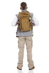back view of male hiker