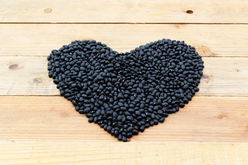 Heart shape by black kidney beans
