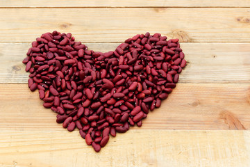Heart shape by red kidney beans