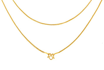 Gold chain necklace isolated on white  background