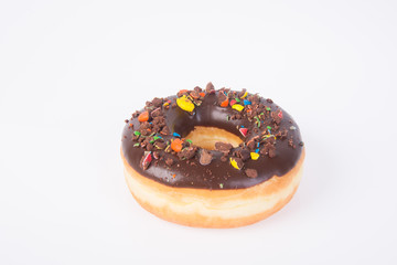 chocolate donuts on a white background