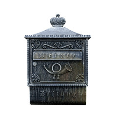 Iron mail box isolated on white background