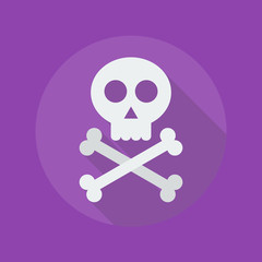 Halloween Flat Icon. Crossbones and skull