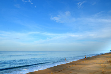 Beautiful beach with blue sky at Mai khao beach, Phuket, Thailand..