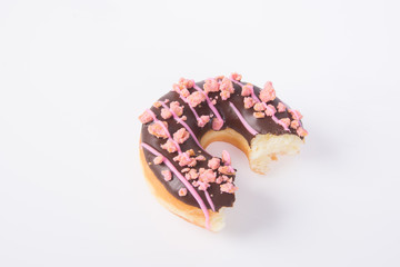 chocolate donuts on a white background