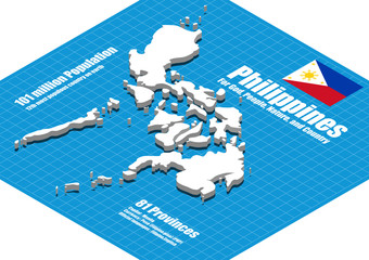 Philippines map vector three dimensional