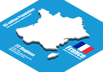 France map vector three dimensional