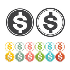 Dollars sign icon USD currency symbol. Money label. Circles and