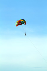 Parachuting over a sea..