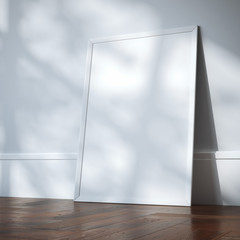White blank frame in classic interior. 3d rendering