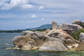 Koh Samui, Thailand. The famous group of stones on the beach of Lamai - "Grandpa and Grandma"