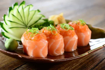 Crédence de cuisine en verre imprimé Bar à sushi Saumon Joe sushi