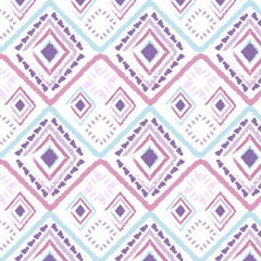Hand drawn style tribal pastel color seamless pattern. Ethnic motif. Designed for use in the textile, wallpaper and wrapping paper. swatches included.